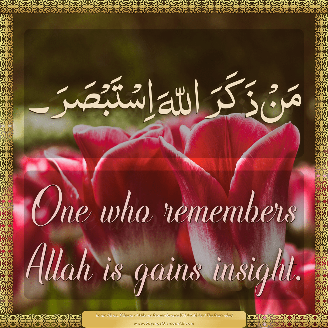 One who remembers Allah is gains insight.